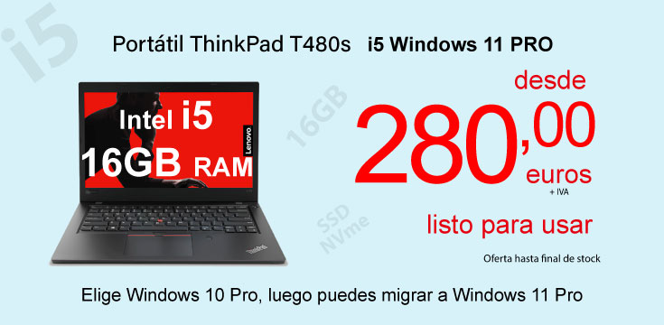Portátil Lenovo ThinkPad T480s i5 Windows 10 - 11 Pro