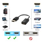 Cable Adaptador DisplayPort (DP) a HDMI 1080P Resolución 4K de 24cm de largo